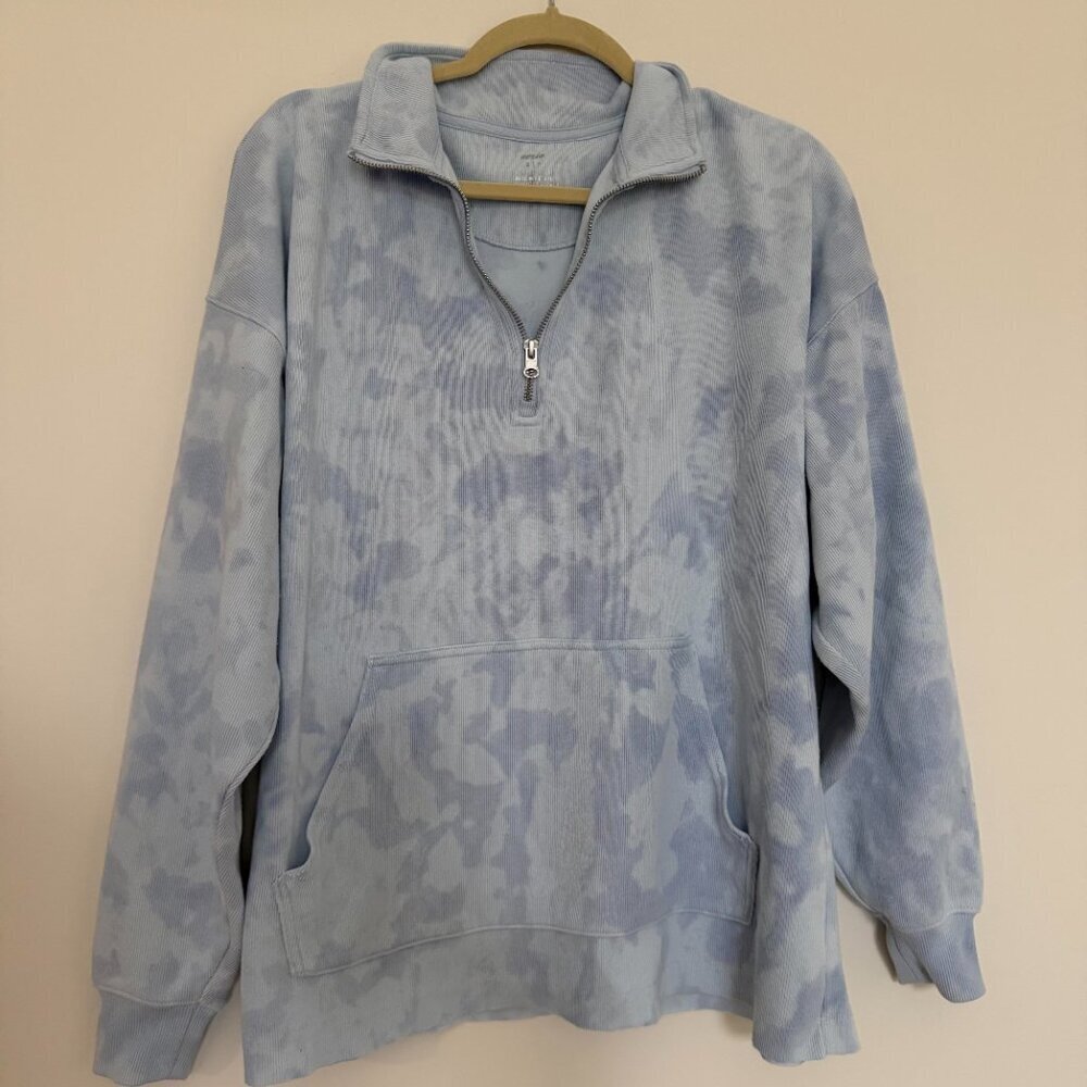 Aerie Tie Dye 1/4 Zip Pullover Sweatshirt Oversized Cozy Loungewear - Small